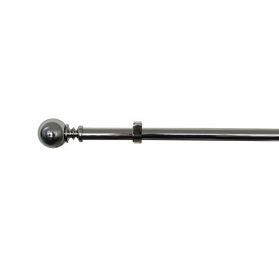 GoodHome Olympe Grey Chrome Effect Extendable Ball Single Curtain Pole Set Set, (L)2000mm-3300mm (Dia)28mm - image 1