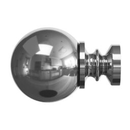 GoodHome Olympe Grey Chrome Effect Extendable Ball Single Curtain Pole Set Set, (L)2000mm-3300mm (Dia)28mm - thumbnail 9