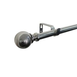 GoodHome Olympe Grey Chrome Effect Extendable Ball Single Curtain Pole Set Set, (L)2000mm-3300mm (Dia)28mm - thumbnail 4