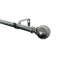 GoodHome Olympe Grey Chrome Effect Extendable Ball Single Curtain Pole Set Set, (L)2000mm-3300mm (Dia)28mm - thumbnail 3