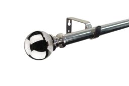 GoodHome Olympe Grey Chrome Effect Extendable Ball Single Curtain Pole Set Set, (L)2000mm-3300mm (Dia)28mm - thumbnail 6