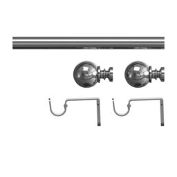 GoodHome Olympe Grey Chrome Effect Extendable Ball Single Curtain Pole Set Set, (L)2000mm-3300mm (Dia)28mm - thumbnail 8