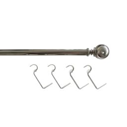 GoodHome Olympe Grey Chrome Effect Extendable Ball Single Curtain Pole Set Set, (L)2000mm-3300mm (Dia)28mm - thumbnail 5