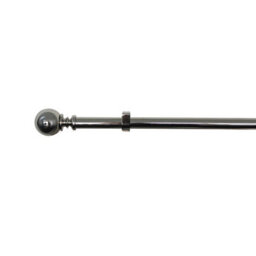 GoodHome Olympe Grey Chrome Effect Extendable Ball Single Curtain Pole Set Set, (L)2000mm-3300mm (Dia)28mm