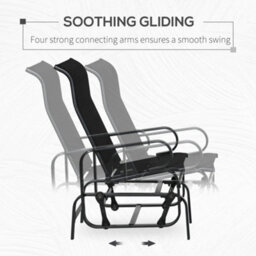 Outsunny Outdoor Gliding Rocking Chair W/ Metal Frame For Patio, Garden, Black - thumbnail 4