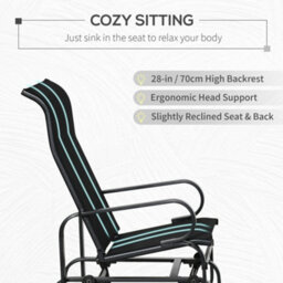 Outsunny Outdoor Gliding Rocking Chair W/ Metal Frame For Patio, Garden, Black - thumbnail 5