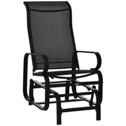 Outsunny Outdoor Gliding Rocking Chair W/ Metal Frame For Patio, Garden, Black - thumbnail 2