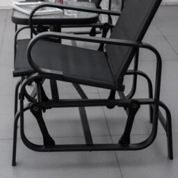 Outsunny Outdoor Gliding Rocking Chair W/ Metal Frame For Patio, Garden, Black - thumbnail 9