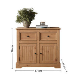 Mercers Furniture Country Antique 2 Door 2 Drawer Sideboard Solid Wood Pine Wooden With Mexican Styling - thumbnail 5