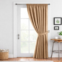 Bedlooms Beige Blackout Thermal Insulated Ready Made Pencil Pleat Single Curtain Panel 66 X 84 Inches With Tie Back - thumbnail 2