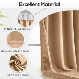 Bedlooms Beige Blackout Thermal Insulated Ready Made Pencil Pleat Single Curtain Panel 66 X 84 Inches With Tie Back - thumbnail 5
