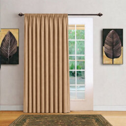 Bedlooms Beige Blackout Thermal Insulated Ready Made Pencil Pleat Single Curtain Panel 66 X 84 Inches With Tie Back