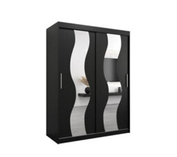 Arte Seville Mirrored Sliding Door Wardrobe With Shelves And Hanging Rails In Black (H)2000mm (W)1500mm (D)620mm