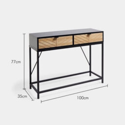 Console Table Slim Black Hall Table With 2 Drawers & Black Frame - thumbnail 2