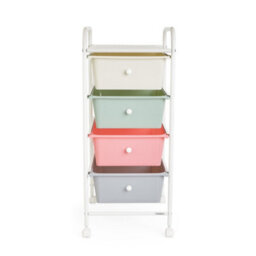 Vonhaus Storage Trolley, 4 Drawer Pastel Wheeled Makeup Trolley, Durable Storage With Plastic Drawers, Chrome Frame & 360 Wheels - thumbnail 9