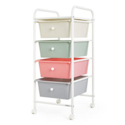 Vonhaus Storage Trolley, 4 Drawer Pastel Wheeled Makeup Trolley, Durable Storage With Plastic Drawers, Chrome Frame & 360 Wheels - thumbnail 8