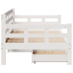 Berkfield Daybed With Drawers Without Mattress White 80X200 Cm Solid Wood - thumbnail 5