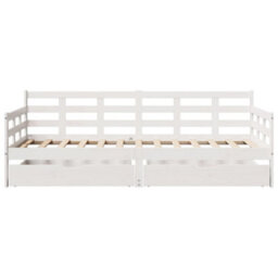 Berkfield Daybed With Drawers Without Mattress White 80X200 Cm Solid Wood - thumbnail 4
