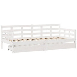 Berkfield Daybed With Drawers Without Mattress White 80X200 Cm Solid Wood - thumbnail 3
