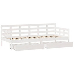 Berkfield Daybed With Drawers Without Mattress White 80X200 Cm Solid Wood - thumbnail 9