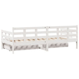 Berkfield Daybed With Drawers Without Mattress White 80X200 Cm Solid Wood - thumbnail 6