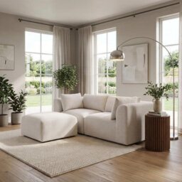 Furniturebox Uk Drift Cream Boucle Fabric 2 Seater Modular Chaise Sofa - thumbnail 1