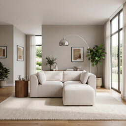 Furniturebox Uk Drift Cream Boucle Fabric 2 Seater Modular Chaise Sofa - thumbnail 2