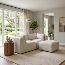 Furniturebox Uk Drift Cream Boucle Fabric 2 Seater Modular Chaise Sofa - thumbnail 5