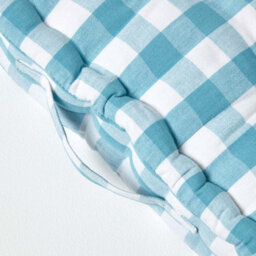 Homescapes Blue Block Check Cotton Gingham Floor Cushion, 40 X 40 Cm - thumbnail 4