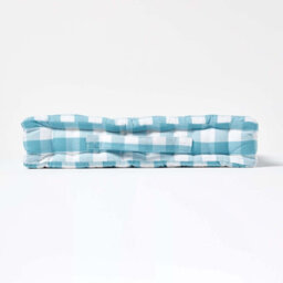 Homescapes Blue Block Check Cotton Gingham Floor Cushion, 40 X 40 Cm - thumbnail 5