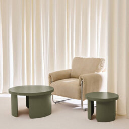 Sweeek - Set Of 2 Round Nesting Coffee Tables Khaki Green - Luma - thumbnail 6