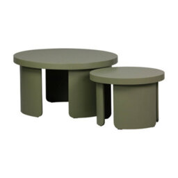 Sweeek - Set Of 2 Round Nesting Coffee Tables Khaki Green - Luma - thumbnail 2