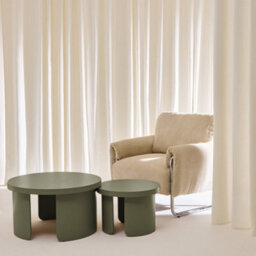 Sweeek - Set Of 2 Round Nesting Coffee Tables Khaki Green - Luma - thumbnail 3