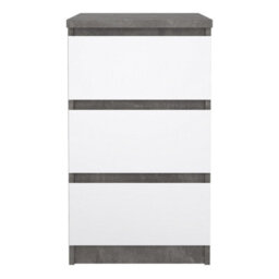 Furniture To Go Naia Bedside 3 Drawers In Concrete And White High Gloss (W) 40.4 X  (H) 70.1 X (D) 50Cm - thumbnail 3