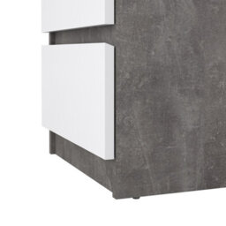 Furniture To Go Naia Bedside 3 Drawers In Concrete And White High Gloss (W) 40.4 X  (H) 70.1 X (D) 50Cm - thumbnail 7
