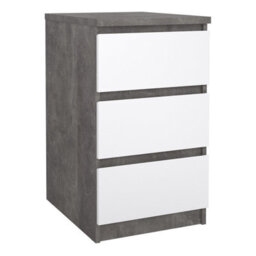 Furniture To Go Naia Bedside 3 Drawers In Concrete And White High Gloss (W) 40.4 X  (H) 70.1 X (D) 50Cm - thumbnail 2