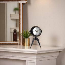 Table Clock Silent Non-Ticking 20Cm Battery Operated Black 360 Degree Rotatable Mirror Clock For Shelf, Mantel Or Bedside - thumbnail 8