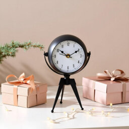 Table Clock Silent Non-Ticking 20Cm Battery Operated Black 360 Degree Rotatable Mirror Clock For Shelf, Mantel Or Bedside - thumbnail 9
