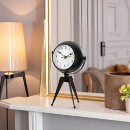 Table Clock Silent Non-Ticking 20Cm Battery Operated Black 360 Degree Rotatable Mirror Clock For Shelf, Mantel Or Bedside - thumbnail 7