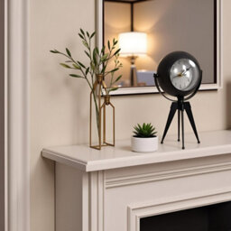 Table Clock Silent Non-Ticking 20Cm Battery Operated Black 360 Degree Rotatable Mirror Clock For Shelf, Mantel Or Bedside - thumbnail 5