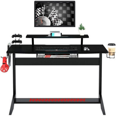 Gaming Desk Carbon Fibre Computer Desk Red Black 125Cm - image 1