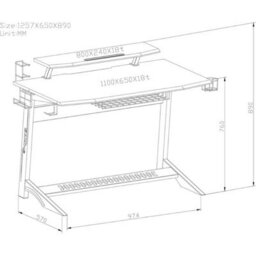 Gaming Desk Carbon Fibre Computer Desk Red Black 125Cm - thumbnail 2