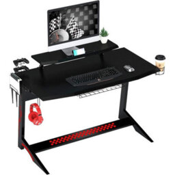 Gaming Desk Carbon Fibre Computer Desk Red Black 125Cm - thumbnail 4
