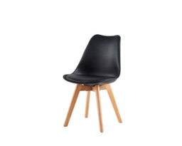 MCC Direct Single Dining Chair With Solid Wooden Legs And Seat Cushion Pad Black - Eva By Mcc - thumbnail 2