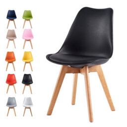 MCC Direct Single Dining Chair With Solid Wooden Legs And Seat Cushion Pad Black - Eva By Mcc