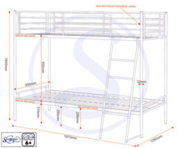 Seconique Brandon 3 Feet Bunk Bed - L128 X W197 X H160 Cm - Silver - thumbnail 8