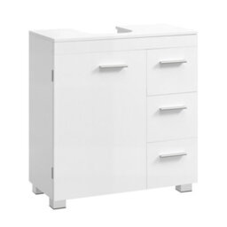 LEDREM Under Sink Bathroom Cabinet, Storage Cabinet With Feet, 3 Drawers, 2 Compartments Behind The Door, For Washbasins With Pedestal - thumbnail 2