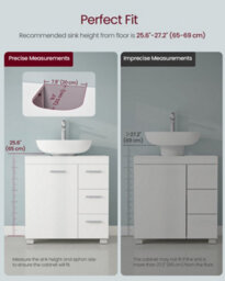 LEDREM Under Sink Bathroom Cabinet, Storage Cabinet With Feet, 3 Drawers, 2 Compartments Behind The Door, For Washbasins With Pedestal - thumbnail 7