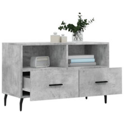 Berkfield Sturdy Tv Cabinet Concrete Grey 80X36X50 Cm Engineered Wood - thumbnail 4