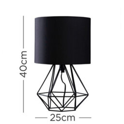 Valuelights Angus Pair Of Modern Black Metal Basket Cage Table Lamps With Black Fabric Shades - thumbnail 9